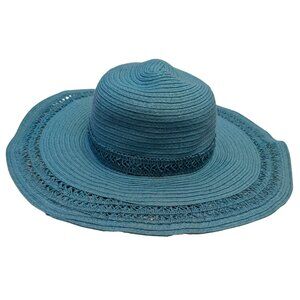 Turquoise Paper Straw Woven Sun Hat